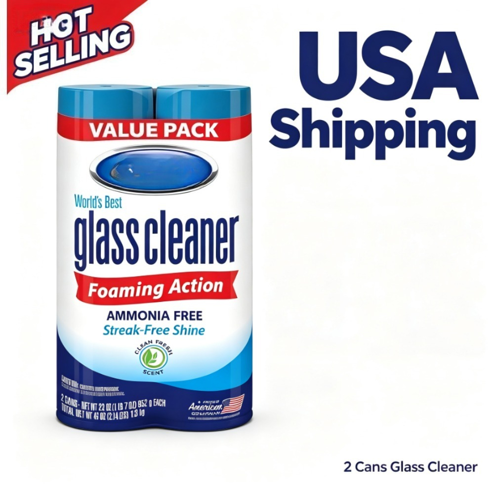 Glass Cleaner Streak - Glasreiniger Schuimende Aerosolspray, 19 oz, 2-pack,